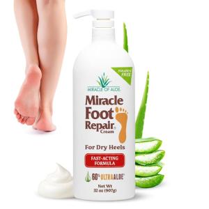 imageMiracle Foot Repair Cream 8 oz  4Pack Repairs Dry Cracked Heels and Feet 60 Pure UltraAloe Moisturizes Softens and Repairs32 Ounce Pack of 1