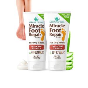 imageMiracle Foot Repair Cream 8 oz  4Pack Repairs Dry Cracked Heels and Feet 60 Pure UltraAloe Moisturizes Softens and Repairs4 Ounce Pack of 2