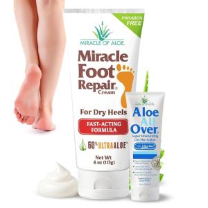 imageMiracle Foot Repair Cream 8 oz  4Pack Repairs Dry Cracked Heels and Feet 60 Pure UltraAloe Moisturizes Softens and Repairs5 Ounce Pack of 1