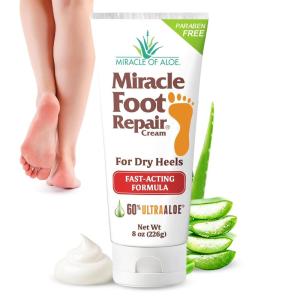 imageMiracle Foot Repair Cream 8 oz  4Pack Repairs Dry Cracked Heels and Feet 60 Pure UltraAloe Moisturizes Softens and Repairs8 Ounce Pack of 1