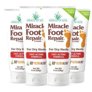 imageMiracle Foot Repair Cream 8 oz  4Pack Repairs Dry Cracked Heels and Feet 60 Pure UltraAloe Moisturizes Softens and Repairs8 Ounce Pack of 4