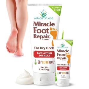 imageMiracle Foot Repair Cream 8 oz  4Pack Repairs Dry Cracked Heels and Feet 60 Pure UltraAloe Moisturizes Softens and Repairs9 Ounce Pack of 1