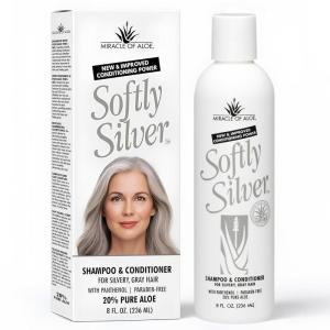 imageSoftly Silver Shampoo Improved Conditioning formula for Gray Hair 2 in 1 Purple Restorative Hair Wash for Mature Hair Adds Luster Bounce ampamp Body with Panthenol and 20 Pure UltraAloe